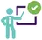 Pictogramme représentant un formateur devant un tableau.