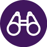 picto violet et blanc avec jumelles